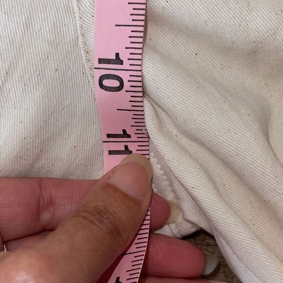 Papermoon Womens High Rise Elastic Waist Wide Leg Cargo Pants Cream Beige Small - Picture 8 of 9